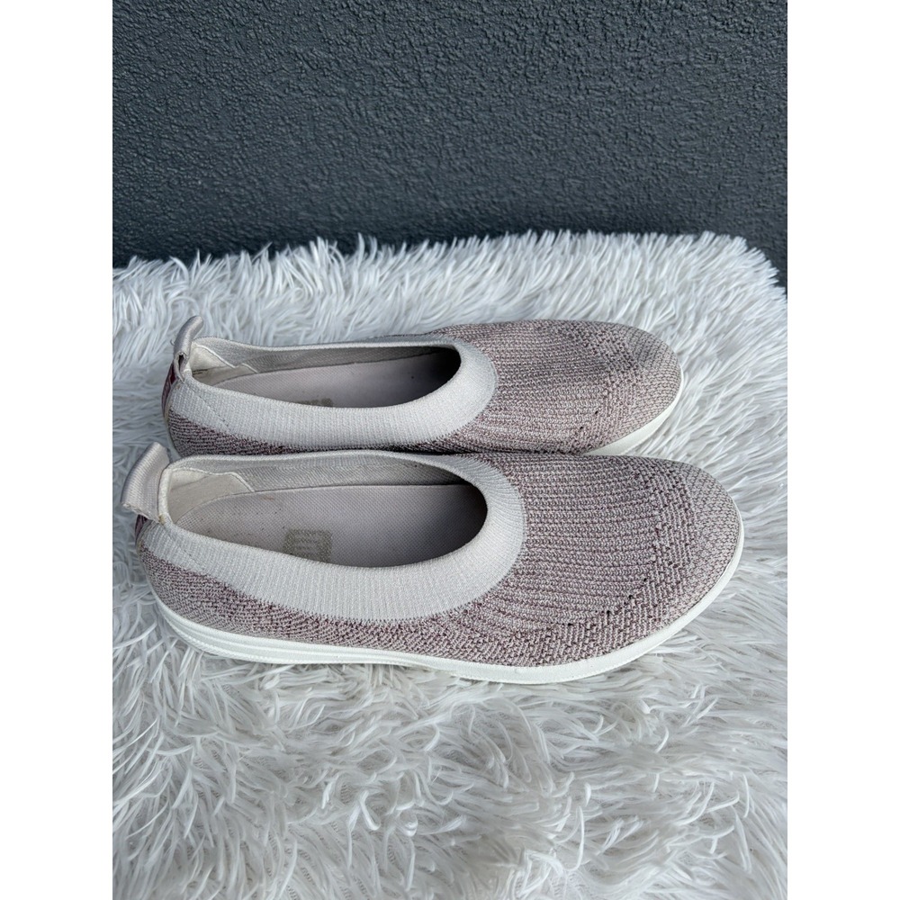 FitFlop Uberknit Loafers Women's Size 7.5 Pink Silver Slip On Ballet Flat Shoes